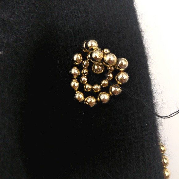 Vintage Lambs Wool Angora Rabbit Gold Beaded Sweater Floral Design Black Size L - Picture 4 of 7